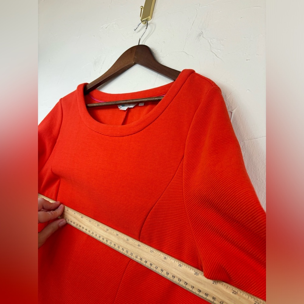 BODEN Ribbed Knit Red Orange Shift Dress‎ Knee Length 3/4 Long Sleeve Office 16L - Picture 11 of 11